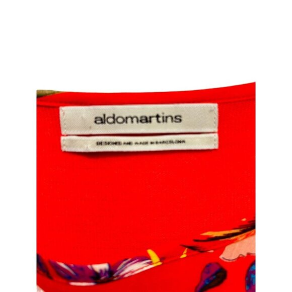 Aldomartins Floral Print Red Boat Neck 3/4 Sleeve Top US size 6 - Picture 6 of 7